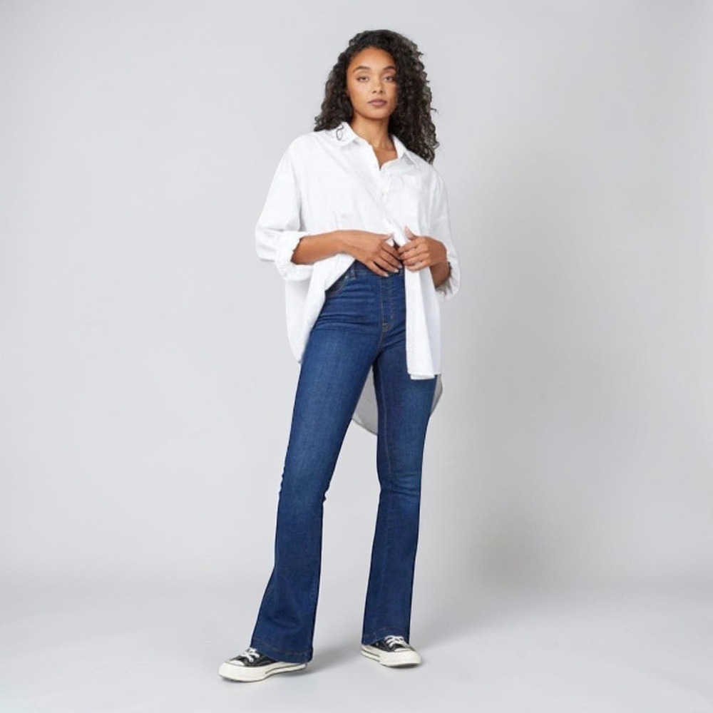 Spanx Pull On Flare Jeans Midnight Shade High Rise Sz XL NWT